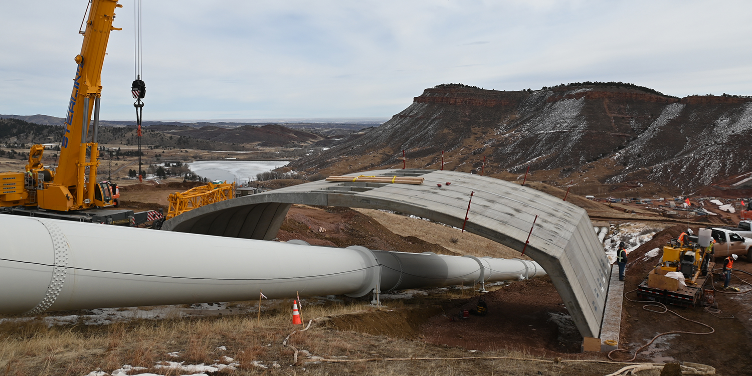 Bridge over the Flatiron Penstocks that will provide recreation access when the reservoir opens to the public.