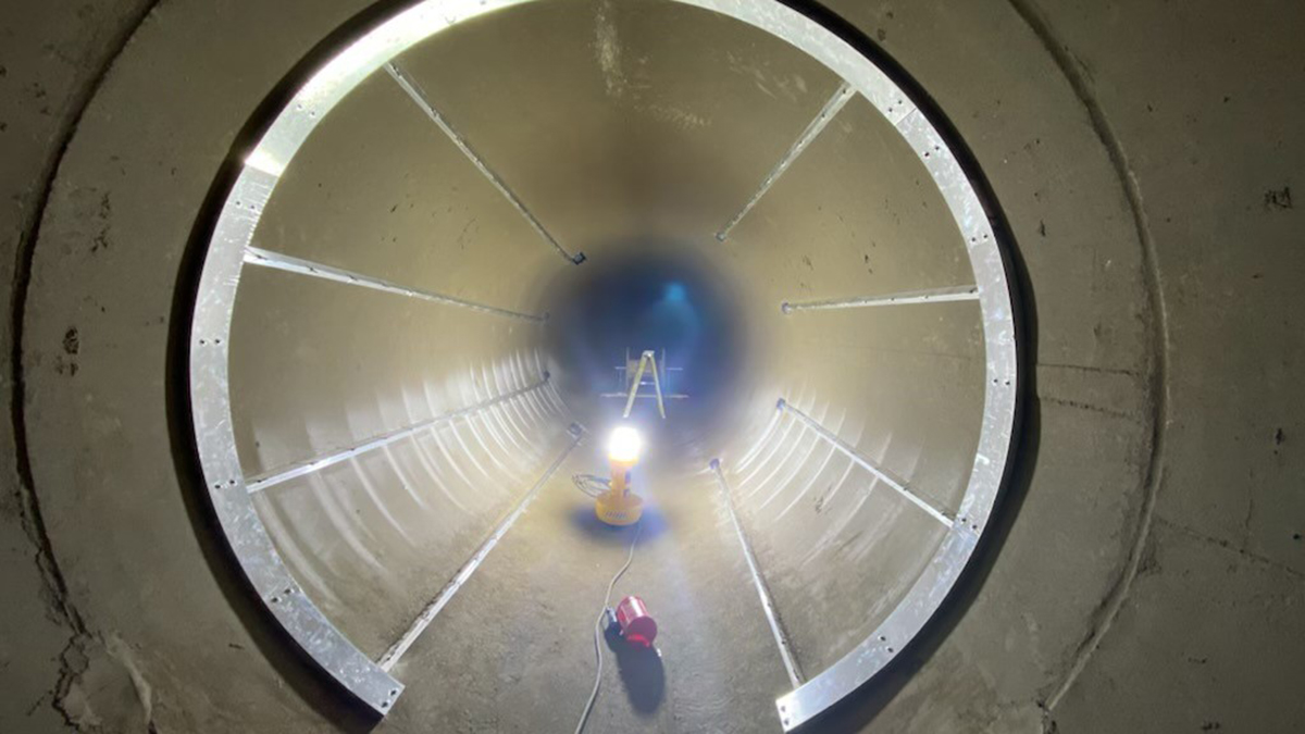 new ultrasonic flow meter inside the Windy Gap Pipeline