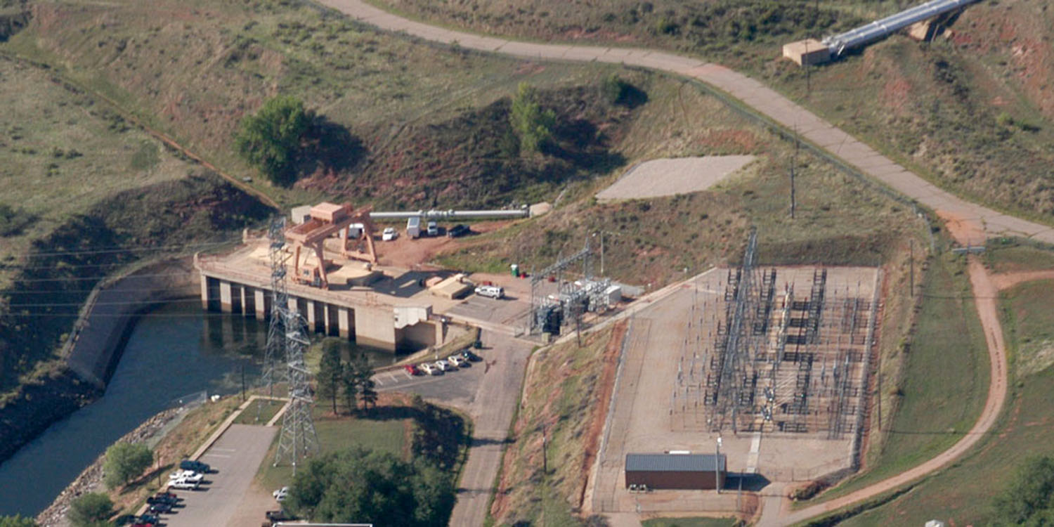 Aerial view of the Flatiron Power Plant.