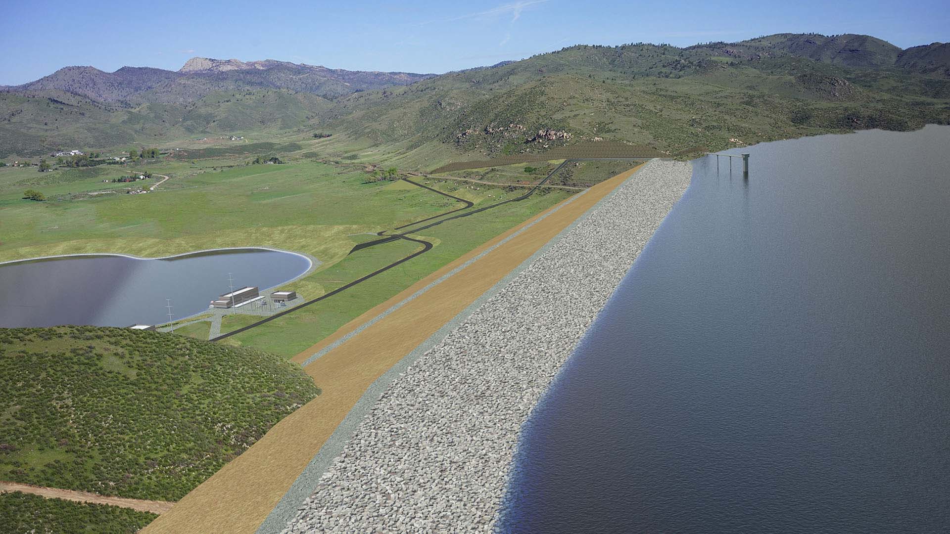 Rendering of Glade Reservoir as part of NISP.