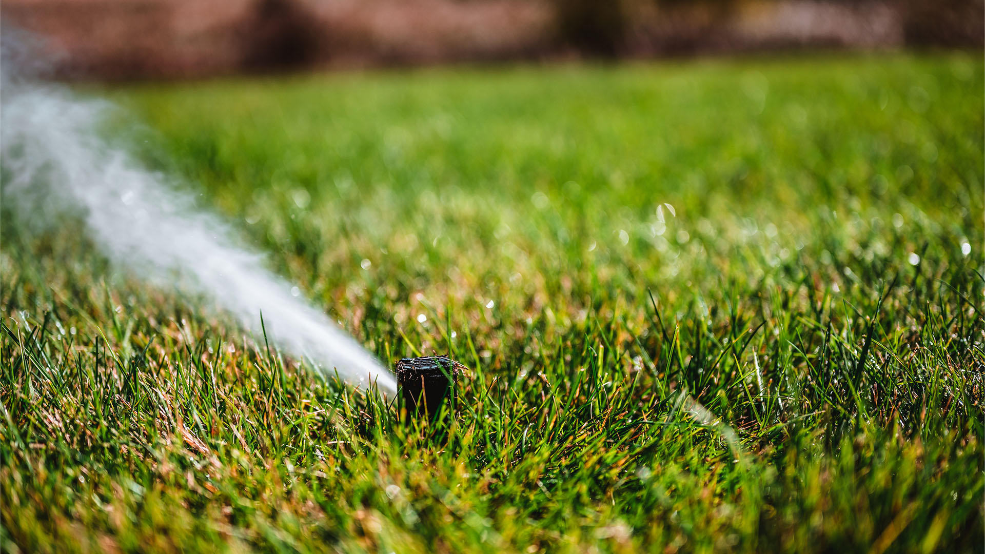 A sprinkler system being blown out for winter.