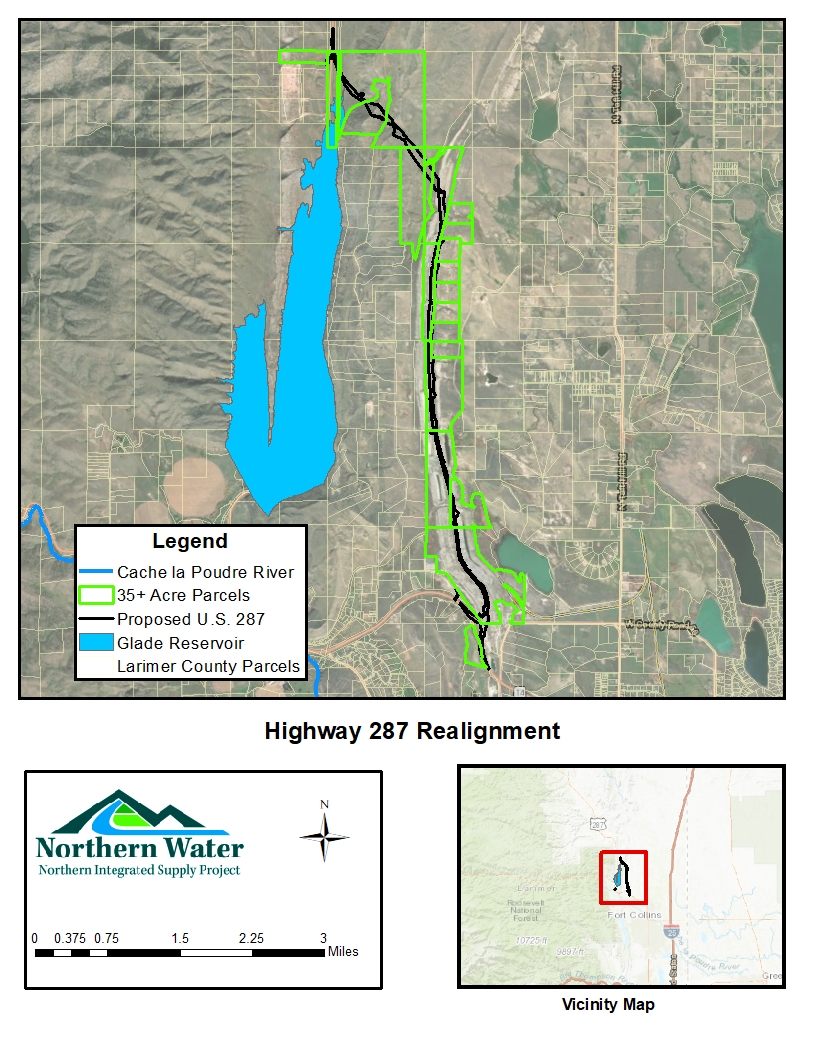 Parcel map of US Highway 287 relocation