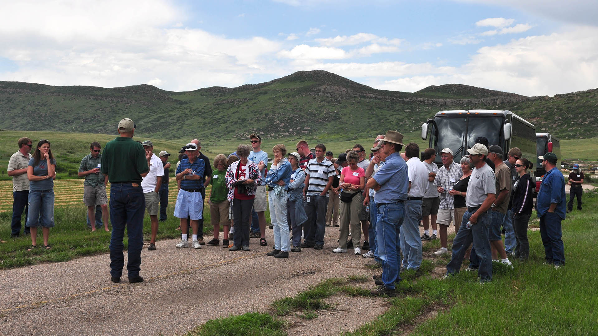 Northern Water Project Manager Carl Brower presenting to group at the NISP site. 