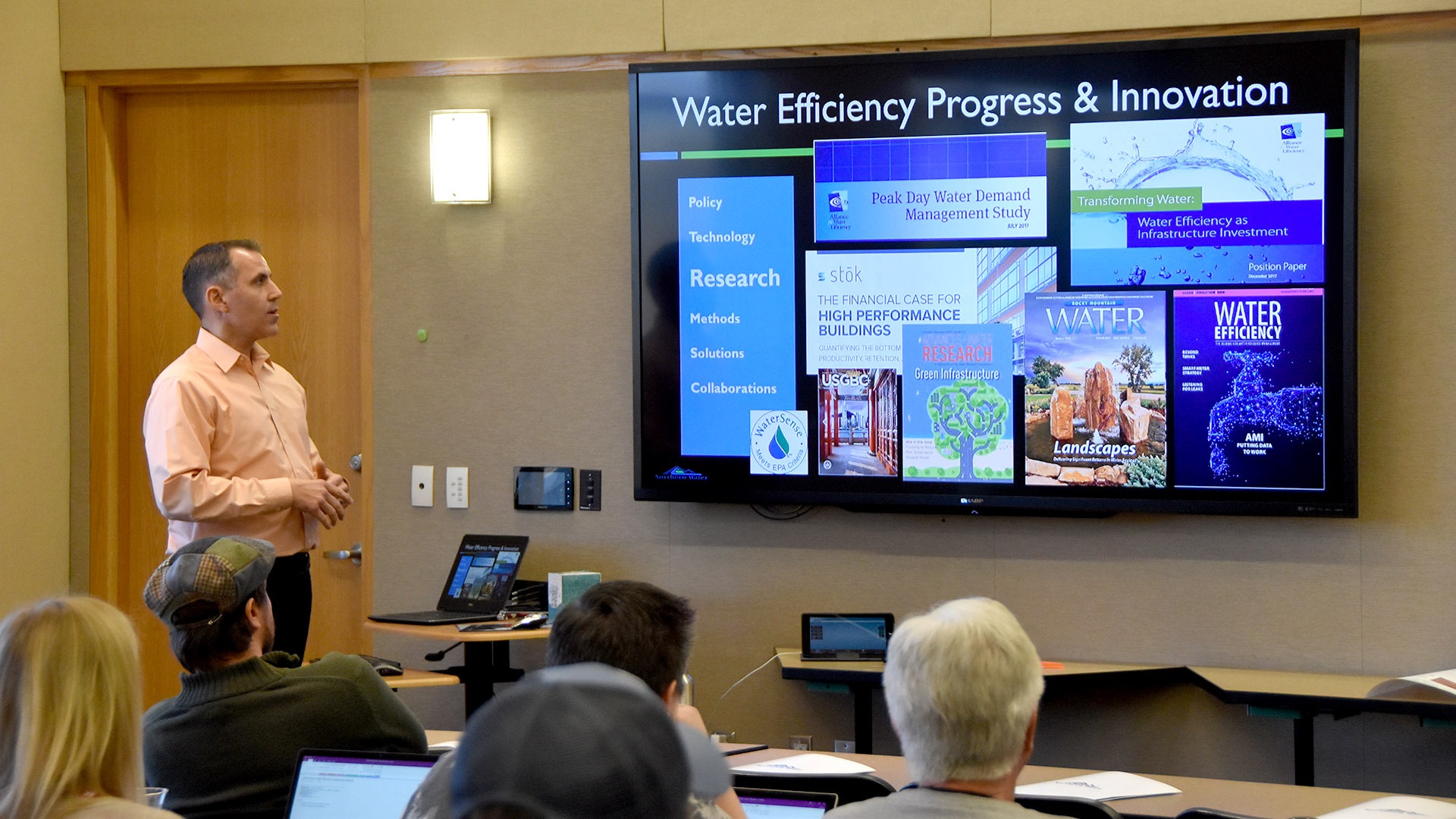 Northern Water Efficiency Manager Frank Kinder presenting at a Stakeholders Meeting.