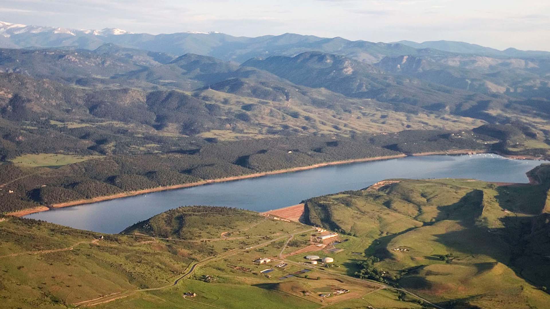 Aerial image of Carter Lake.