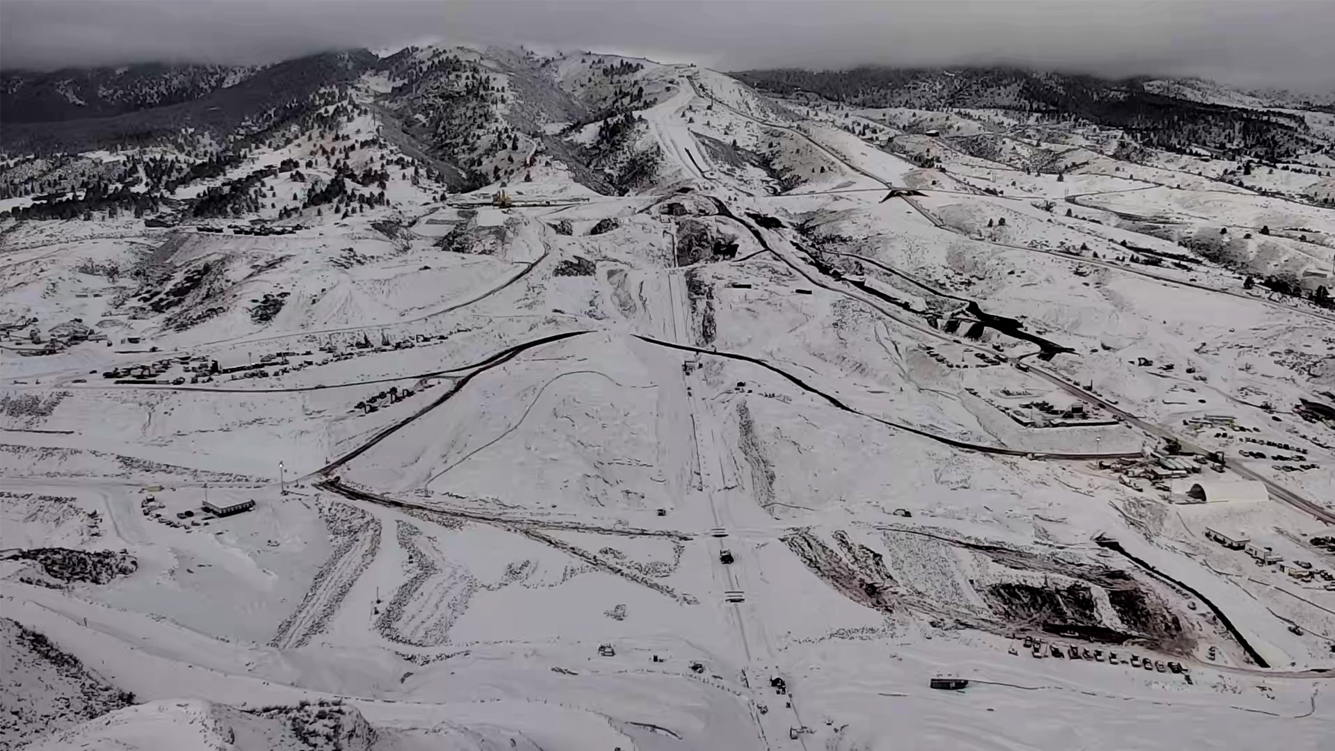 Snow-covered view of the Chimney Hollow site.