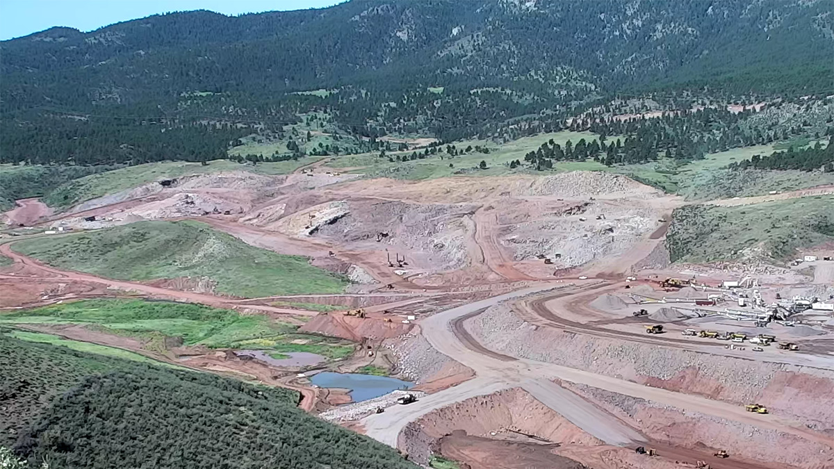 Overhead shot of quarry development in June 2022.