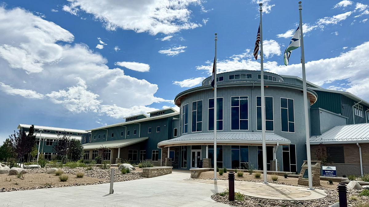 Front of Northern Water headquarters building located in Berthoud, CO