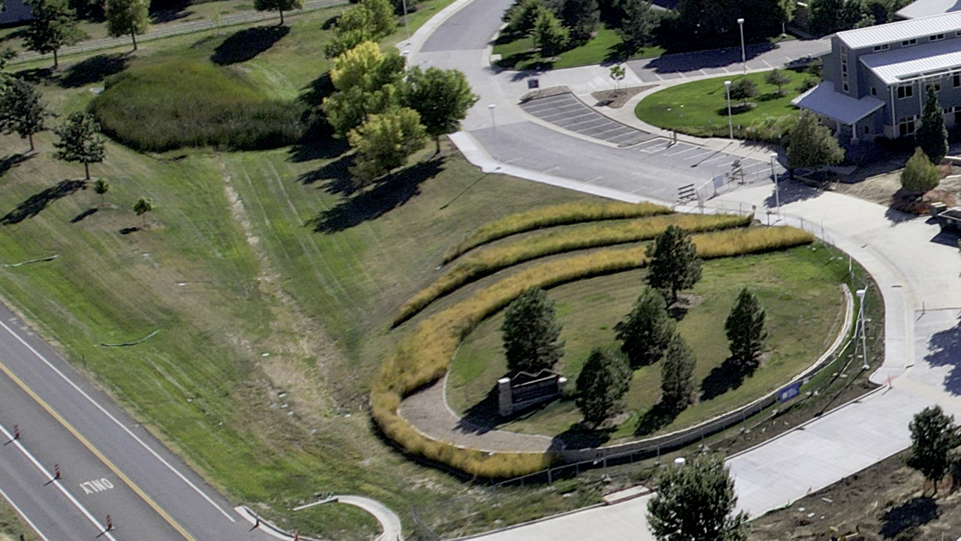 Stormwater basin on Northern Water Berthoud campus