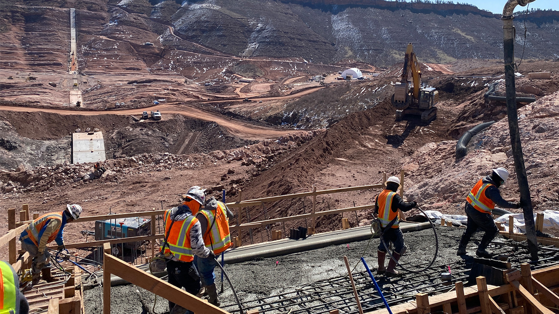 Concrete placement on the left abutment April 2023