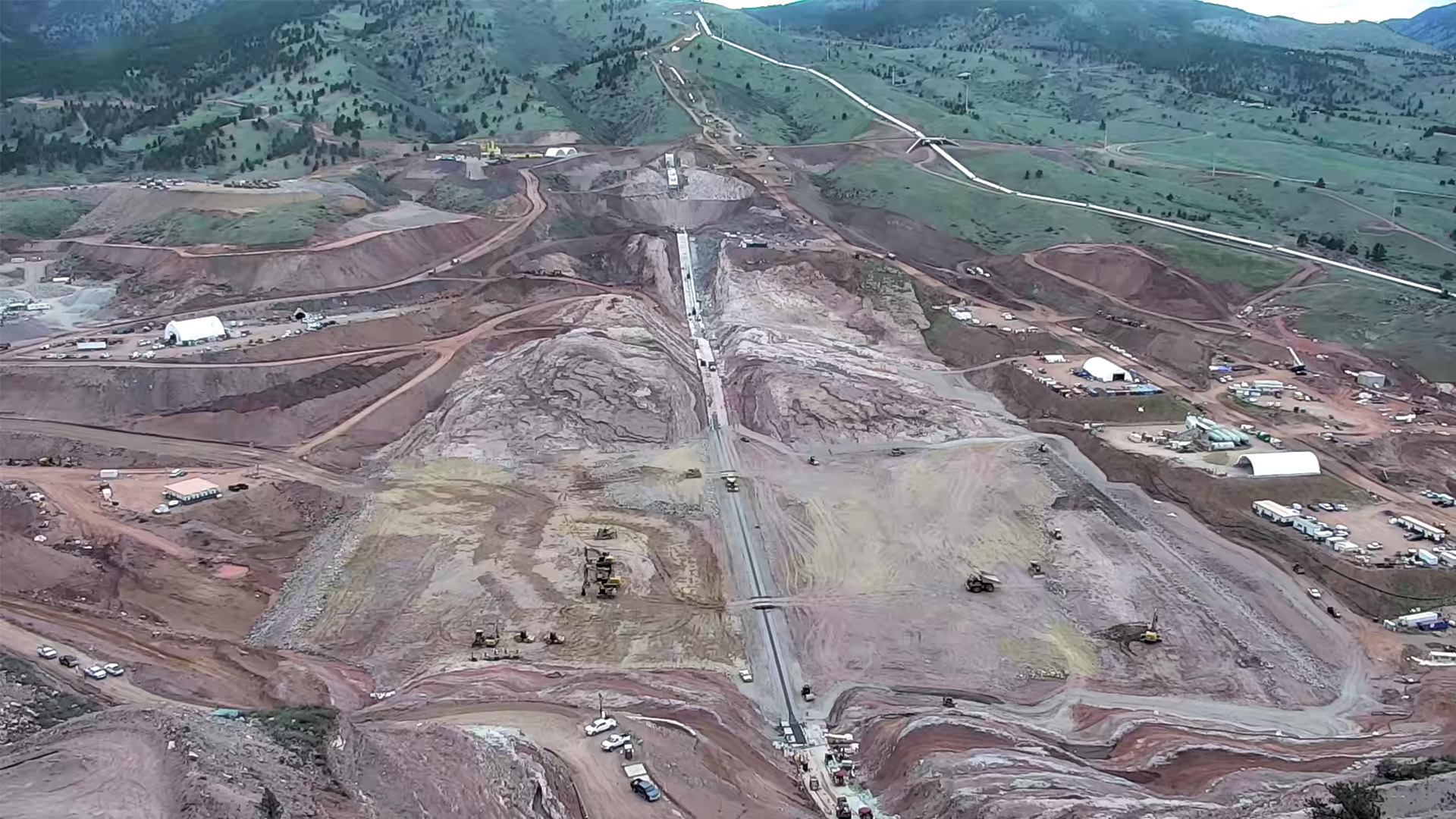 Overview of Chimney Hollow main dam May 2023