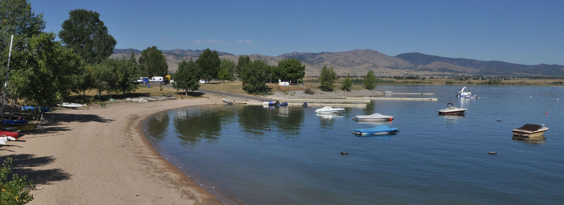 Boats in the water at Boulder Reservoir.