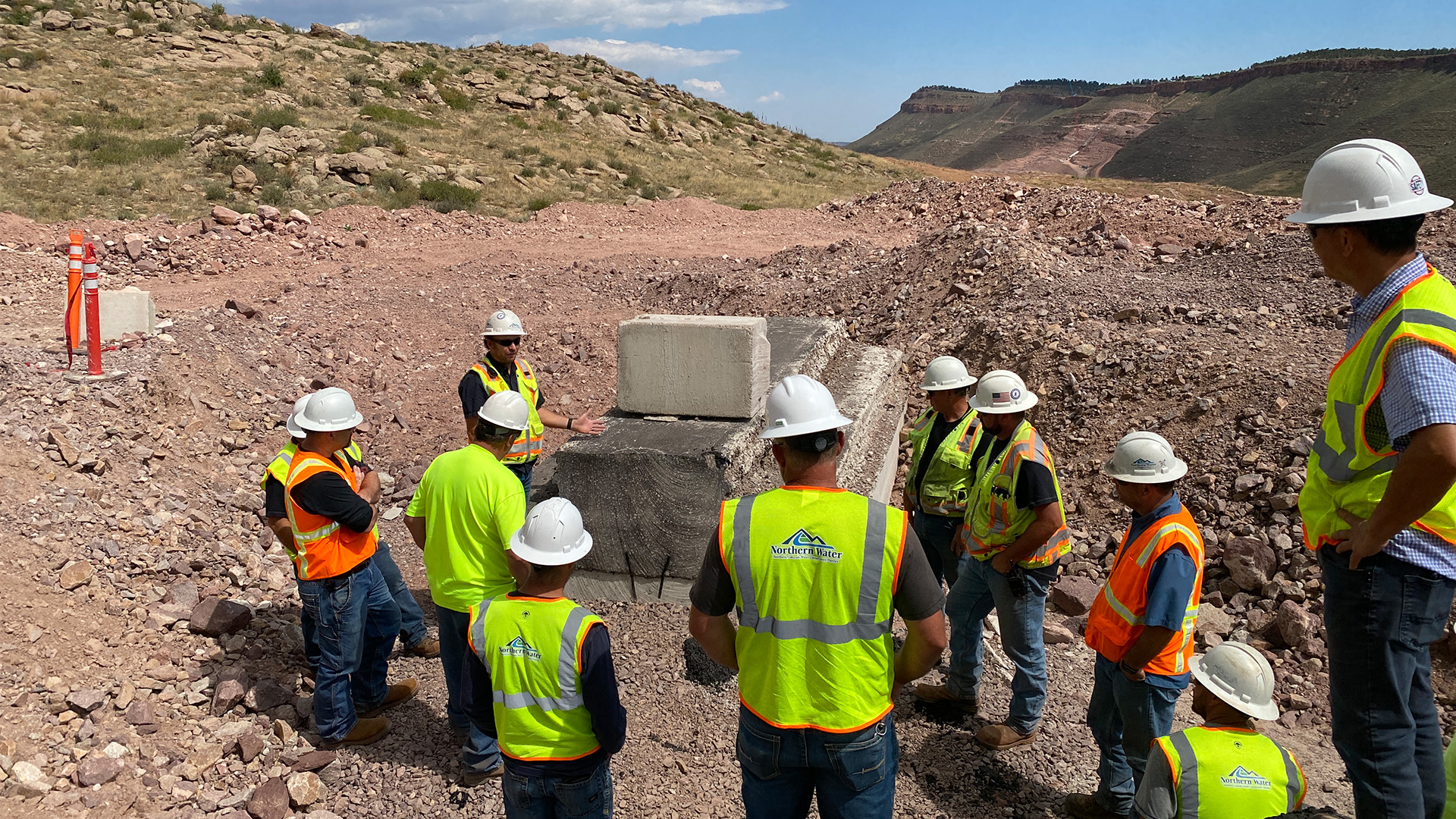 Northern Water operations crew on site to learn about current happenings on site. 