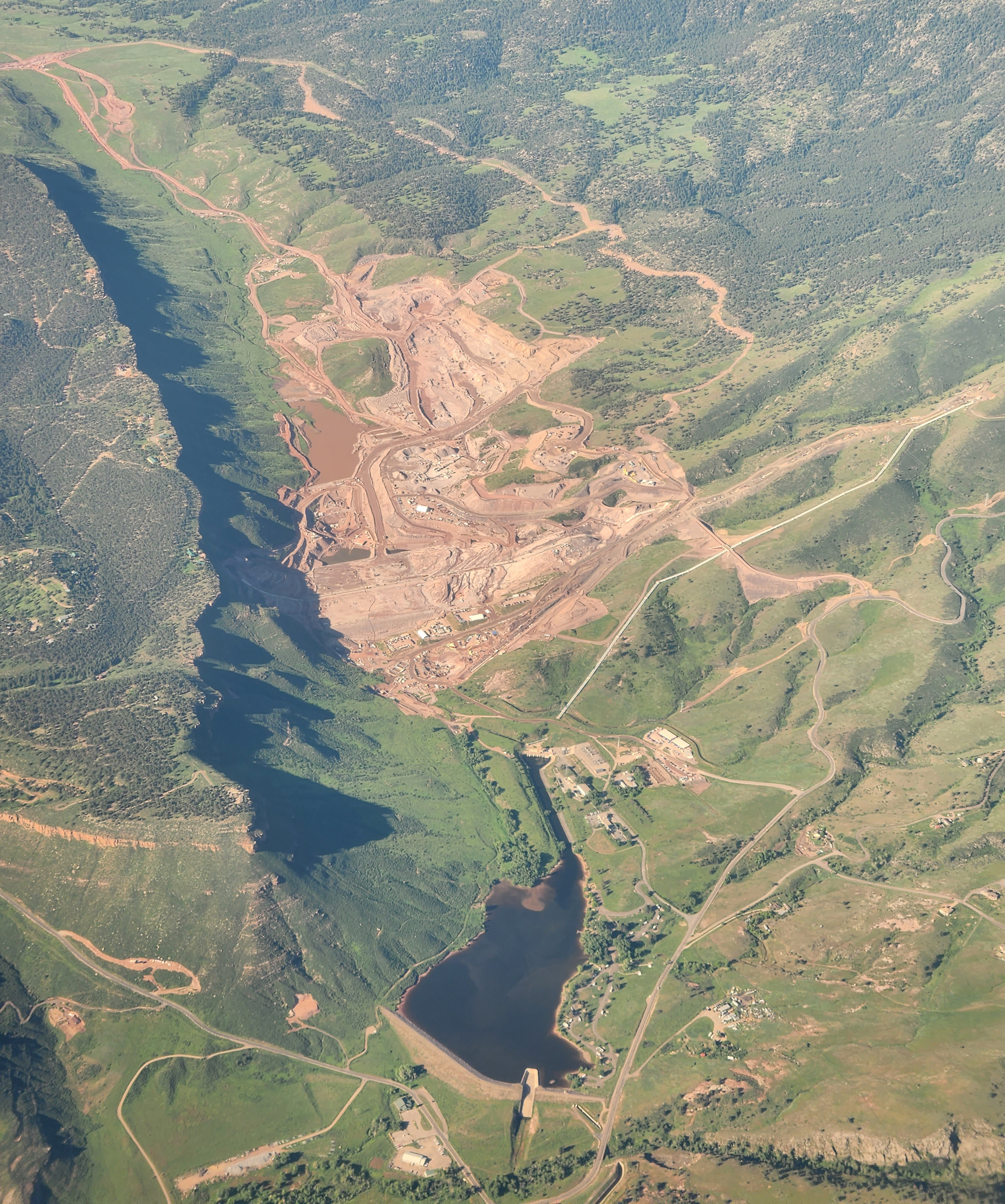 Aerial image of Chimney Hollow construction June 2022