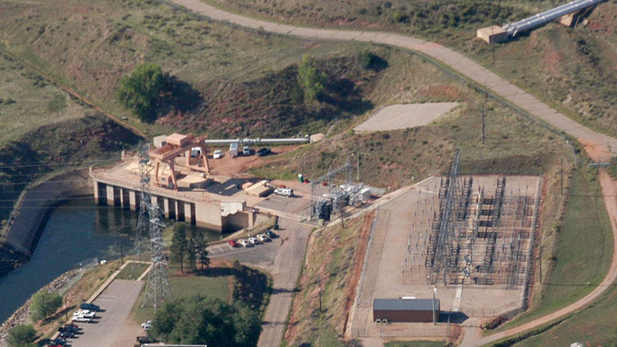 Aerial view of a hydropower plant