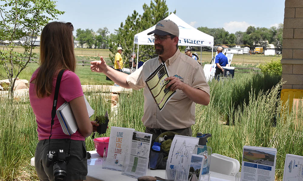 Northern Water Public Information Office Jeff Stahla answering questions at the Conservation Gardens Fair in 2018.
