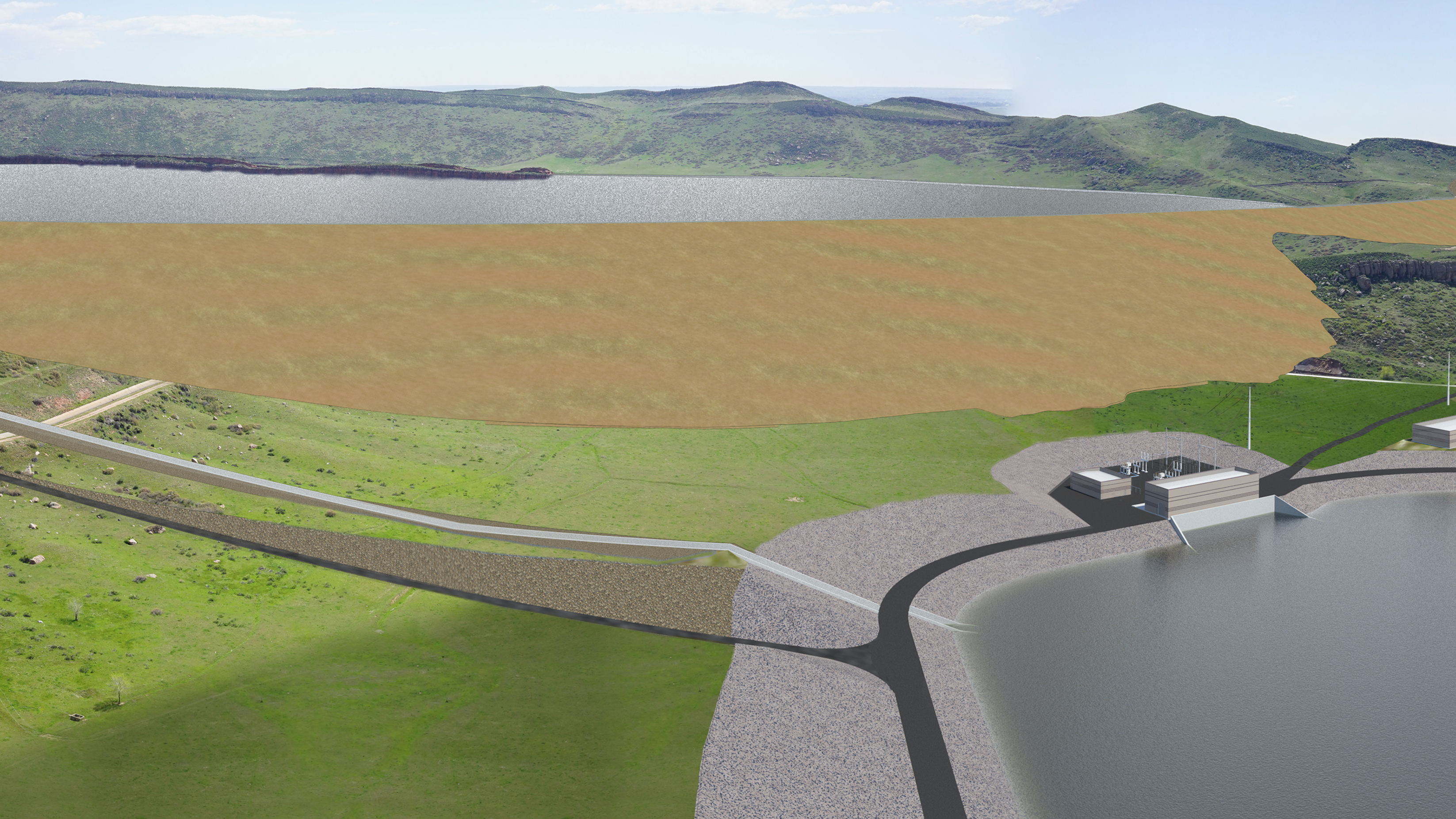 rendering of Glade Reservoir as part of NISP