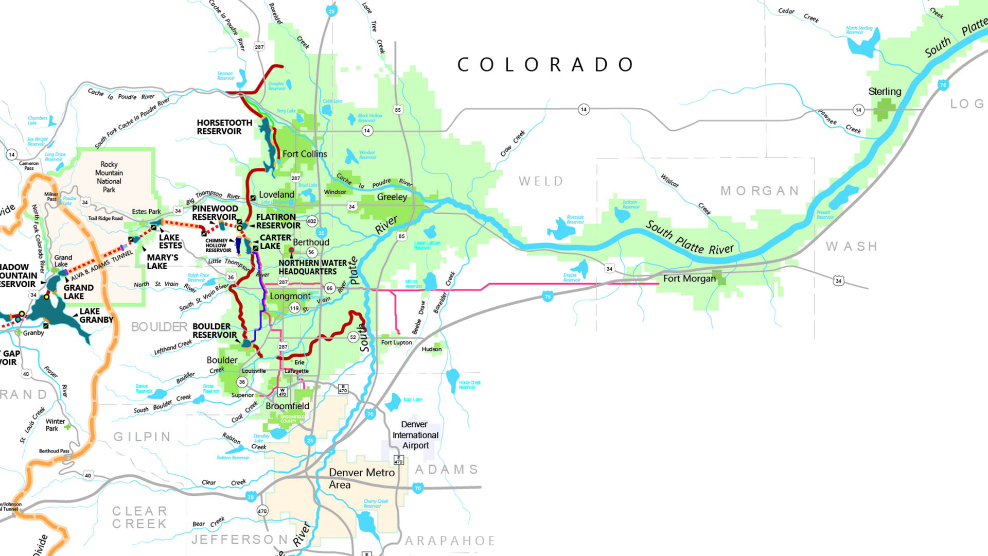 A portion of the map of the Colorado-Big Thompson Project.