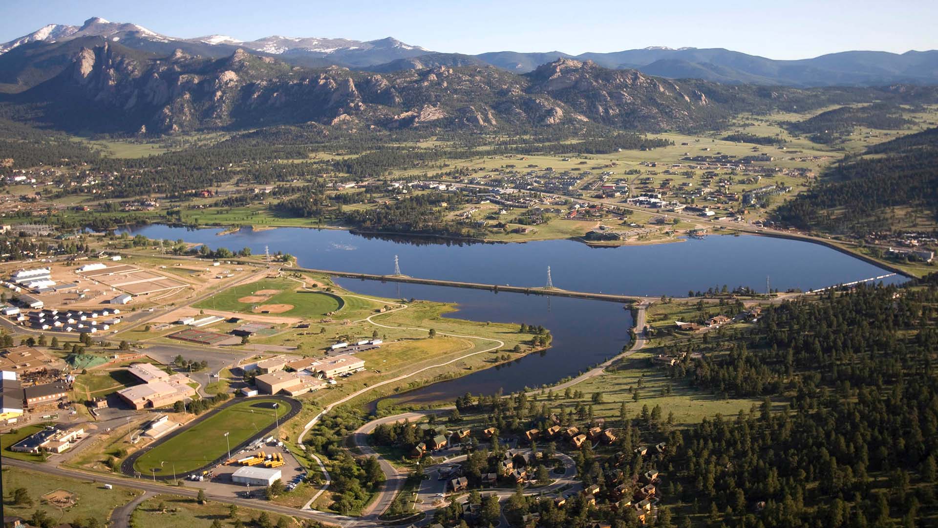 Aerial image of Lakes Estes.