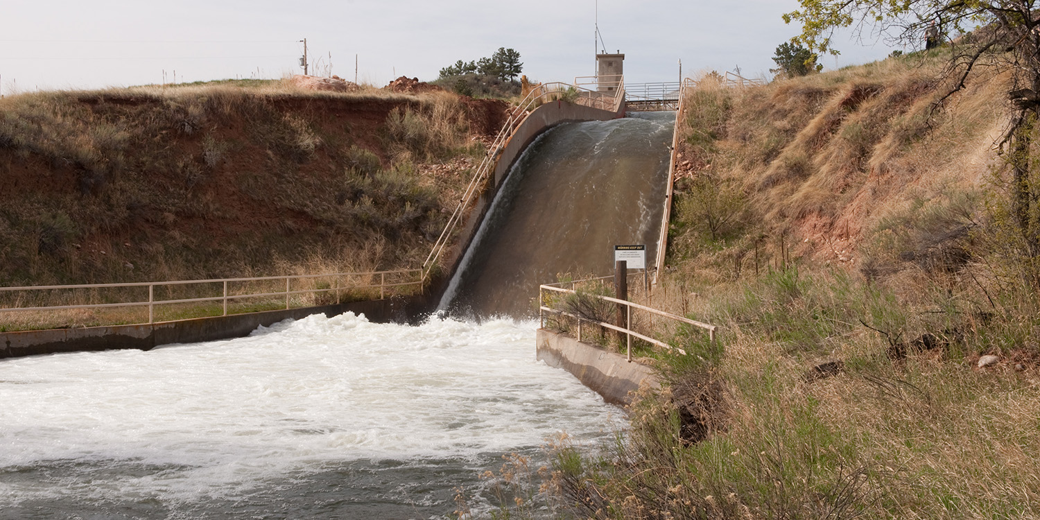 Water flows over Hansen Supply Canal drop structure
