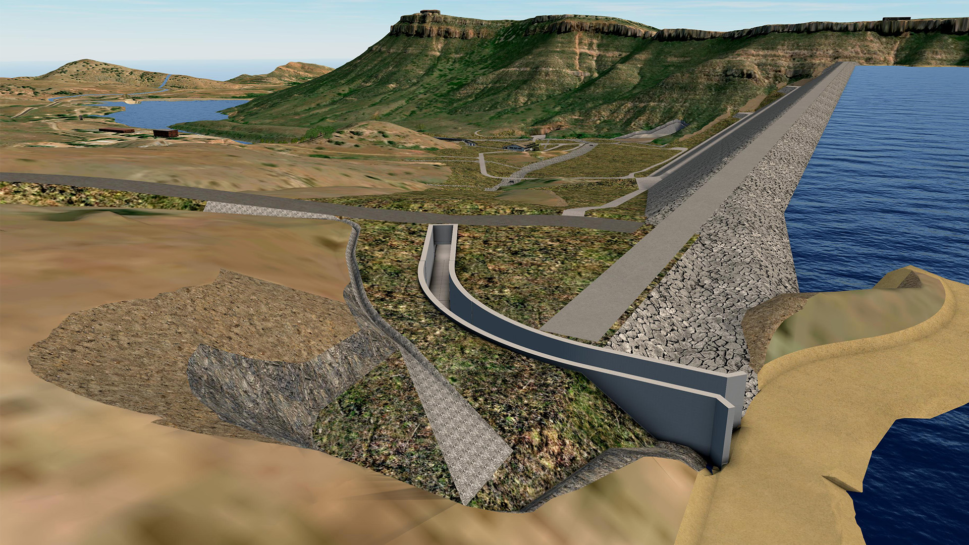 Rendering of the completed spillway.