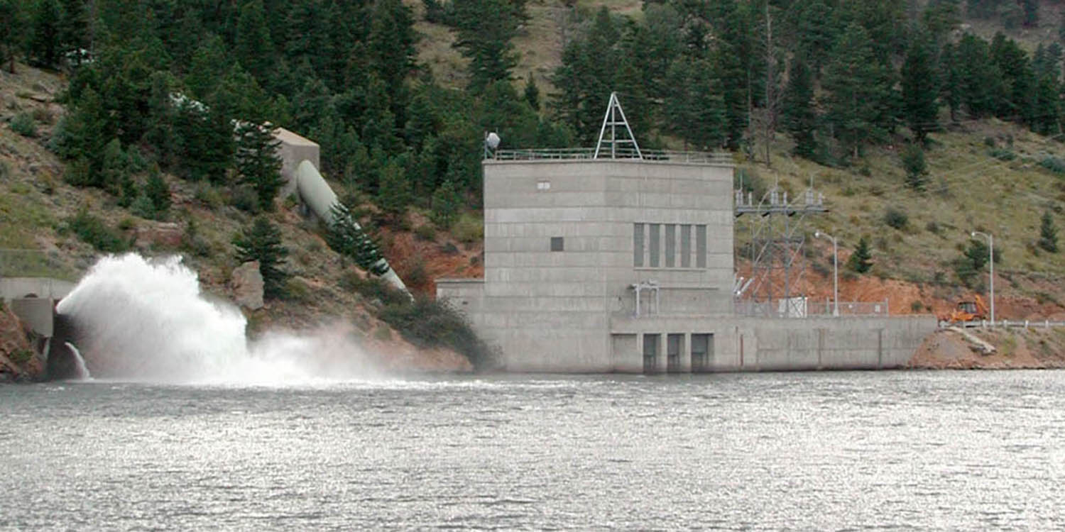 Marys Lake Power Plant with water flowing in.