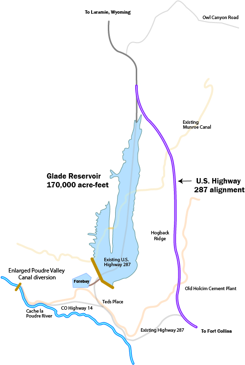 map of US Highway 287 relocation