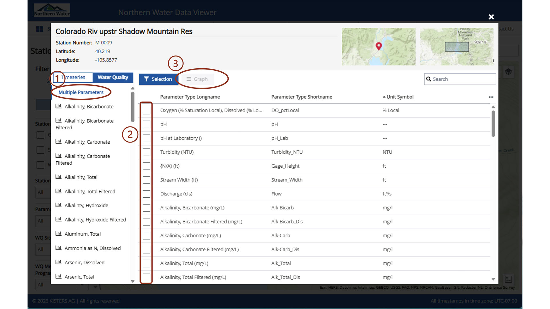 Screenshot of the data portal of water quality data from map view page 2.