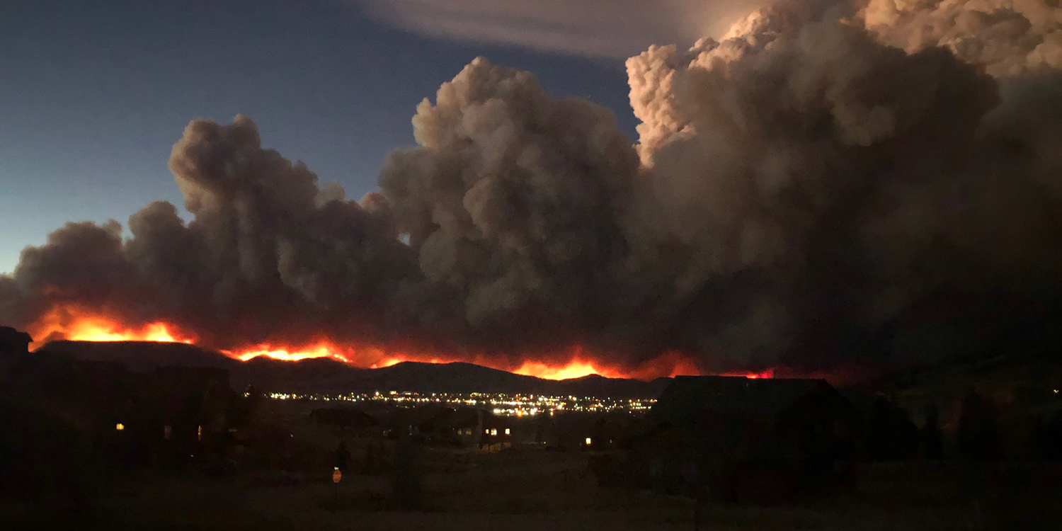 Flames of the East Troublesome Fire in Grand County, CO