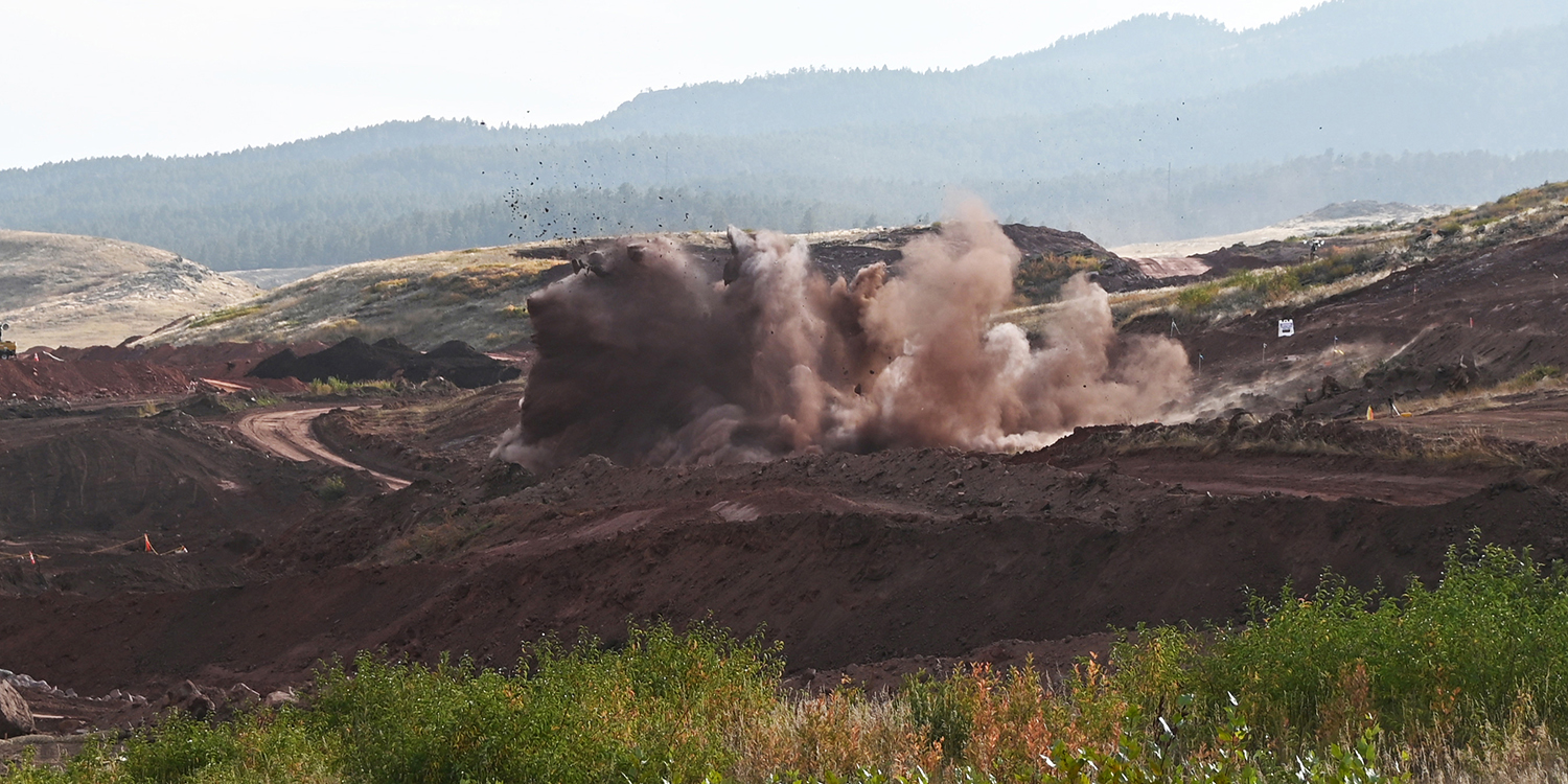 First blast at the Chimney Hollow site on October 1, 2021.