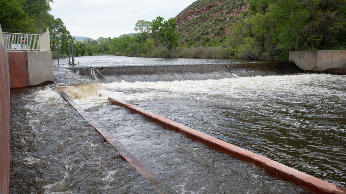 Watson Lake with newly constructed fish bypass
