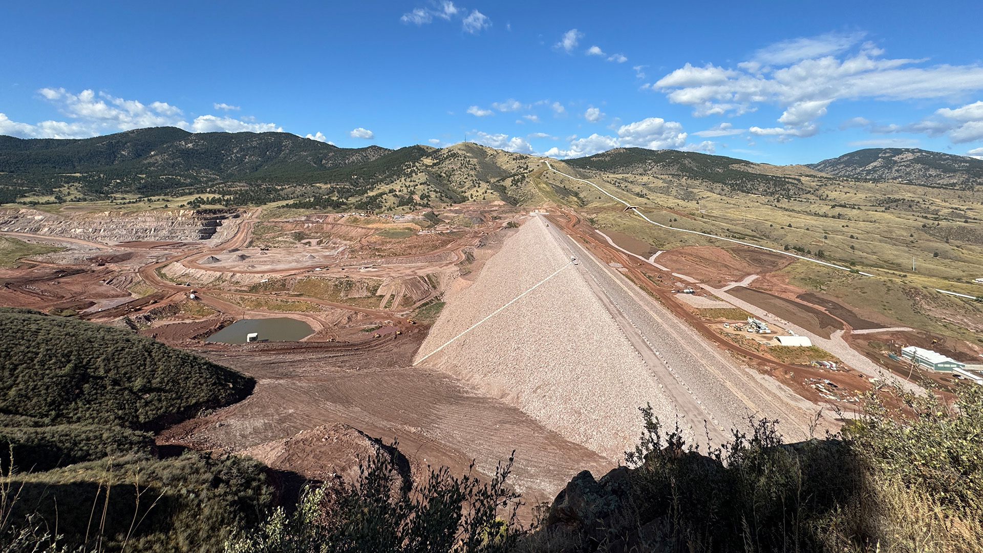 Overview look of construction on the Chimney Hollow main dam.