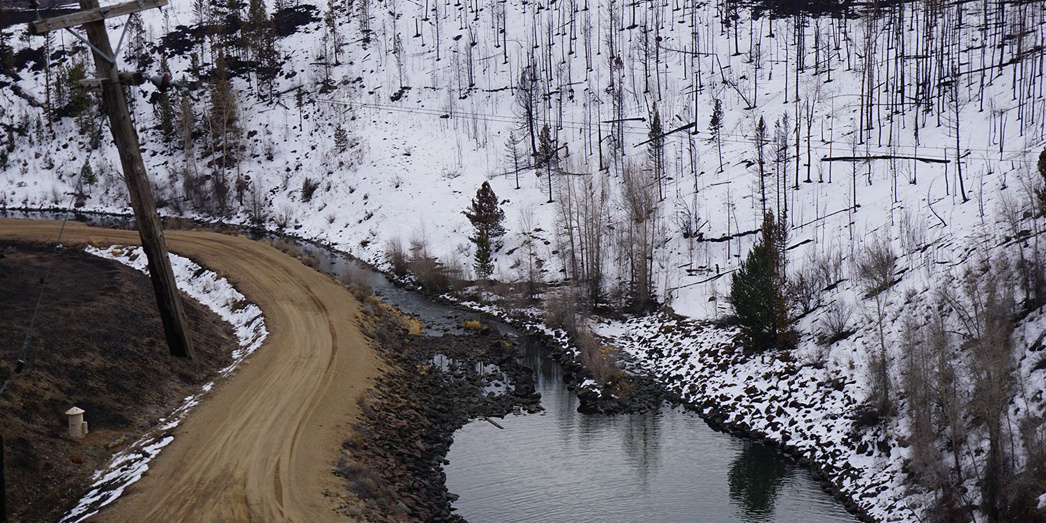 Debris downstream of Willow Creek Reservoir after East Troublesome Fire