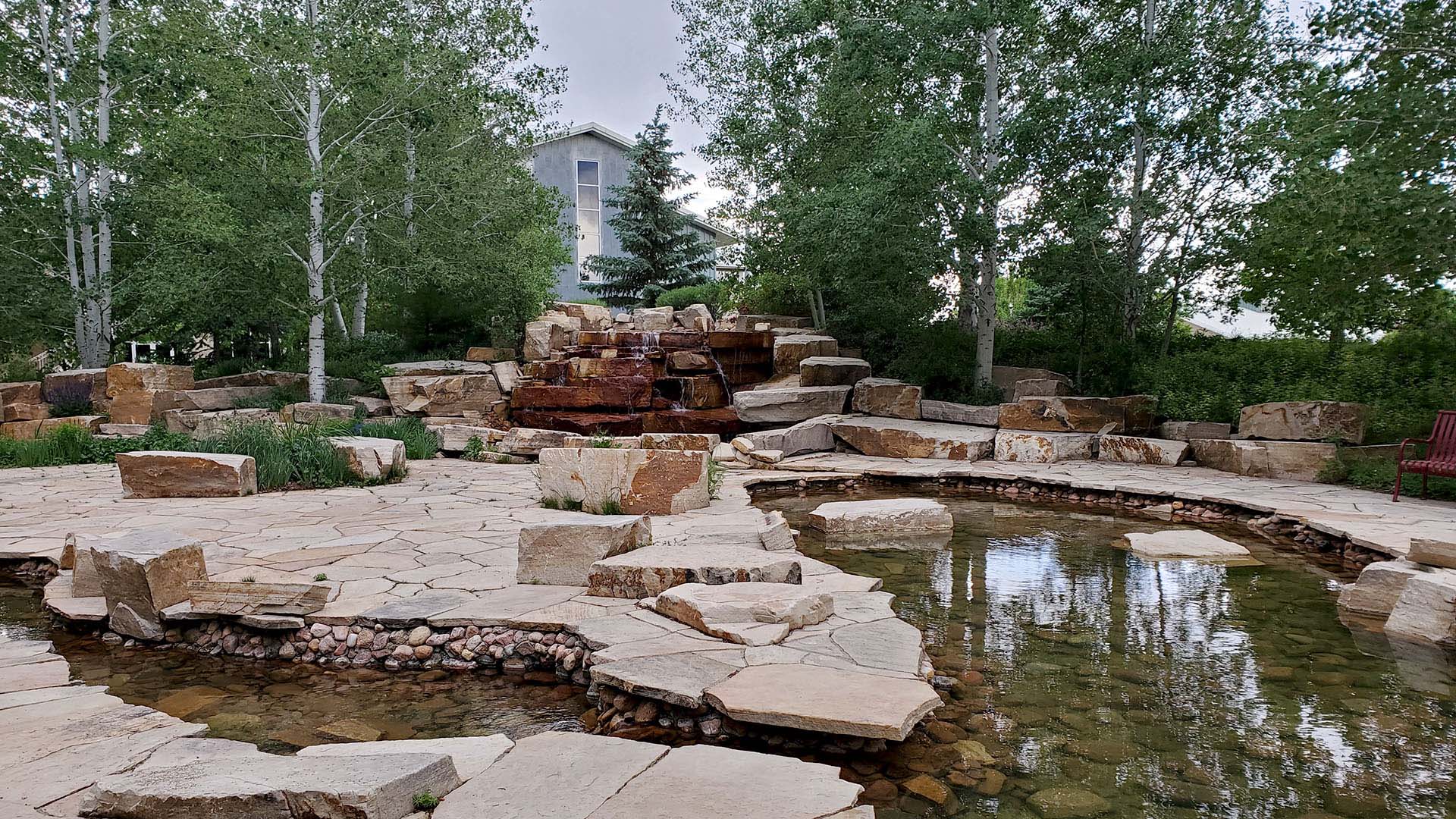 The Interpretive Area at Northern Water shows small water features that depict the real reservoirs.