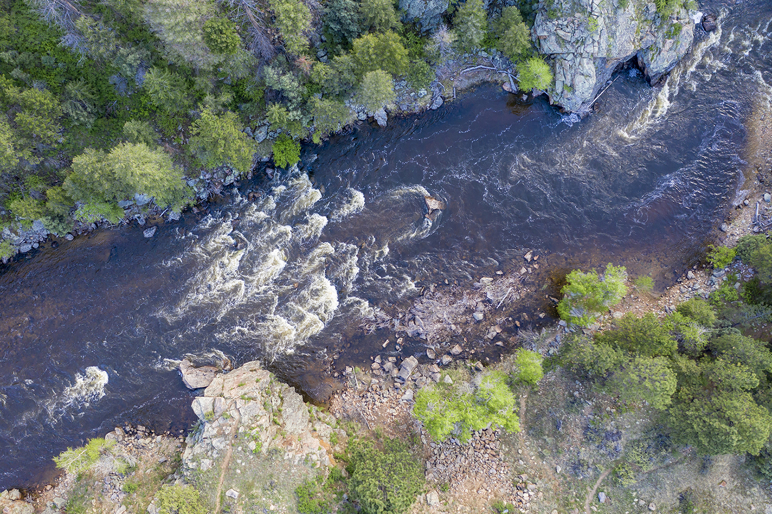 Aerial image of Poudre River near Fort Collins, CO