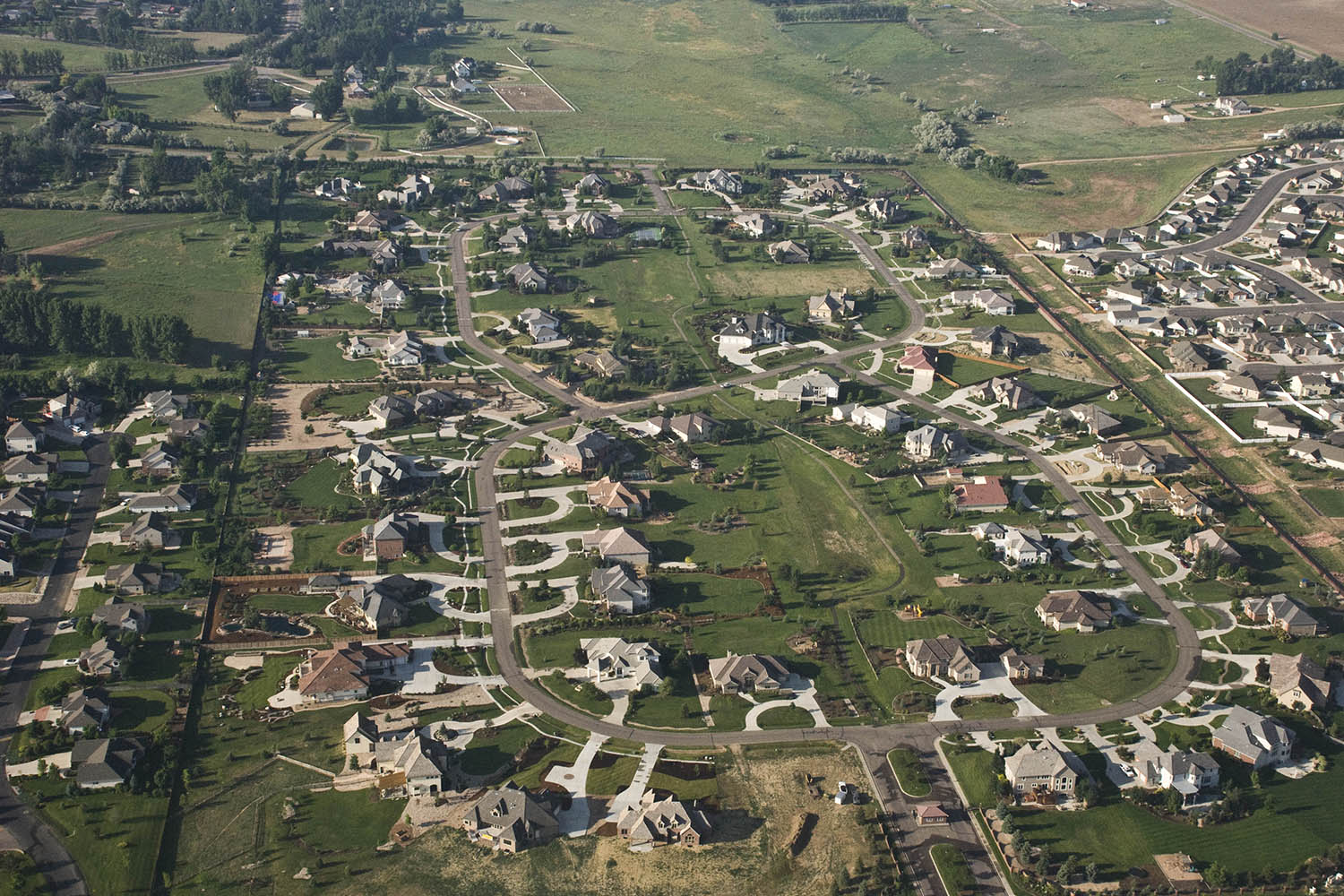 Aerial shot of a Greeley neighborhood.