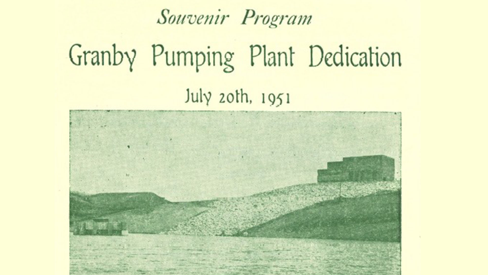 Cover of the program from the Granby Pump Plant dedication in 1951. 