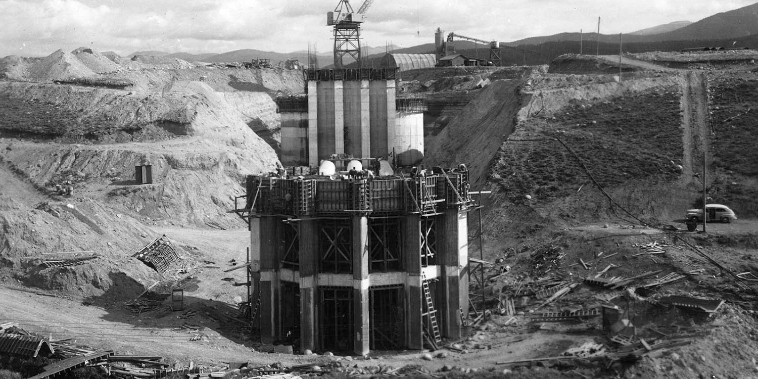 Construction of Lake Granby Dam construction