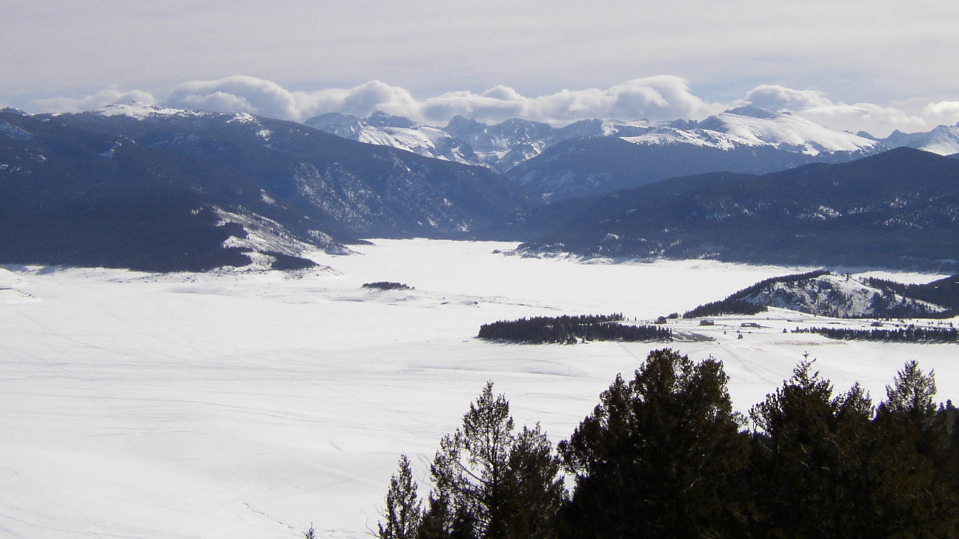 Snow covered Lake Granby