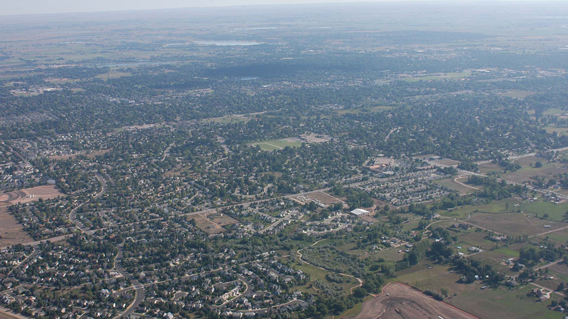 Aerial image of a community with houses.