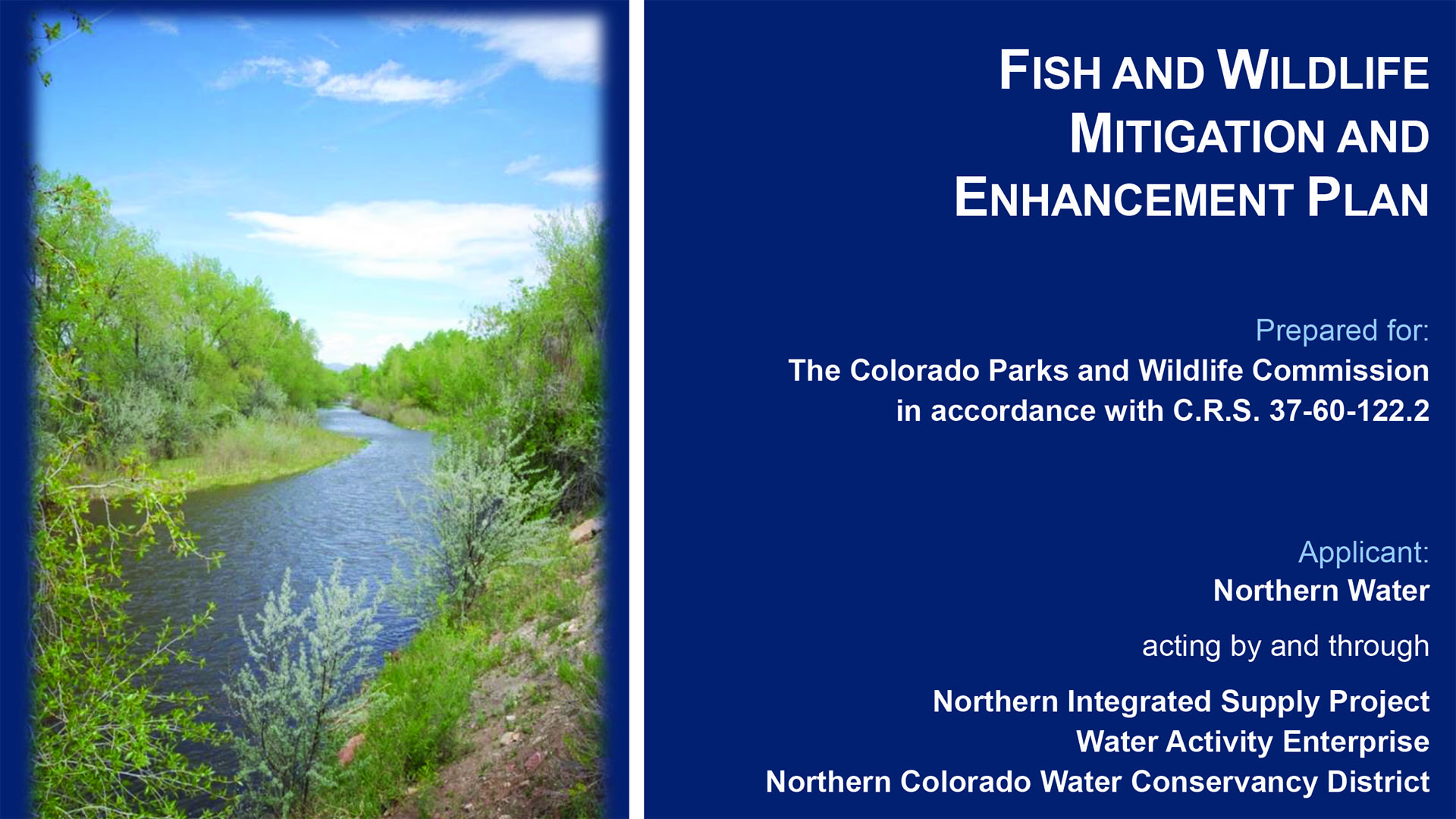 Cover of a report of the NISP Fish and Wildlife Mitigation Plan.