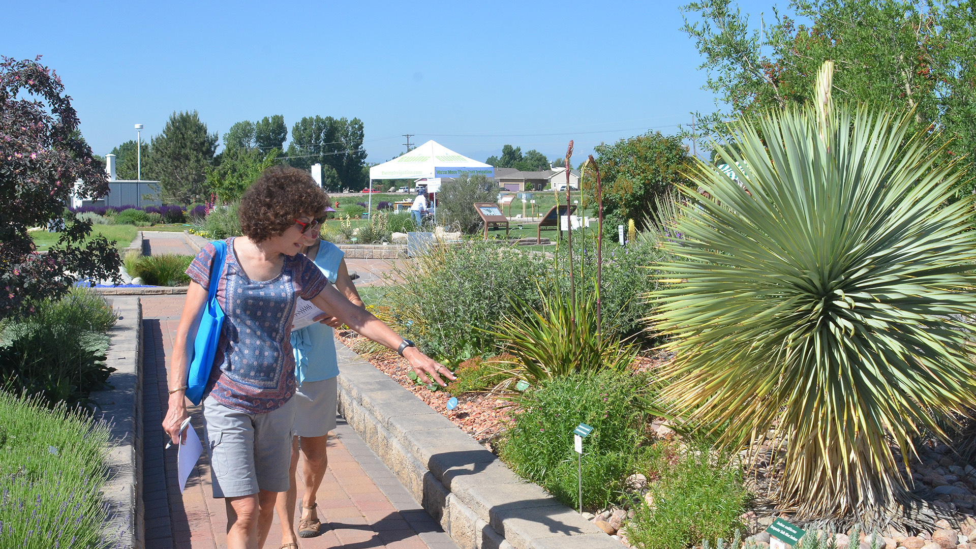 Guests walk through the Conservation Gardens